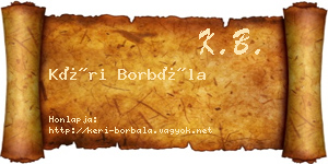 Kéri Borbála névjegykártya